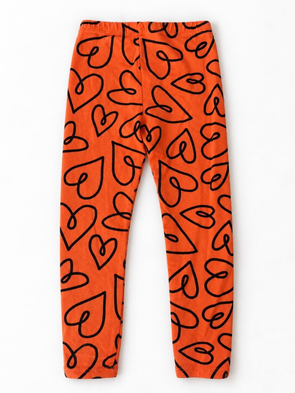 Cat & Jack Girls Orange Black Heart Print Leggings 4T Halloween